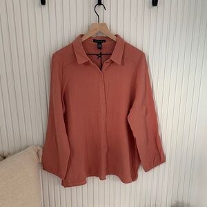 Women's Terracotta Button-Up Blouse